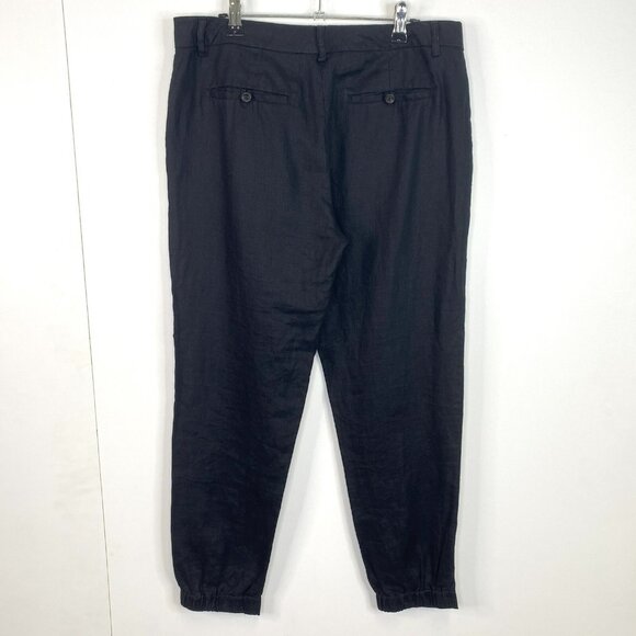 Vince Pants Womens Size 6 Black 100% Linen Jogger Trouser - Picture 3 of 5